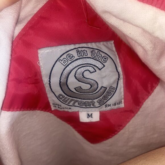 80s 90s Windbreaker Jacket Be In The Current Seen Pink Sz Medium - Picture 8 of 12